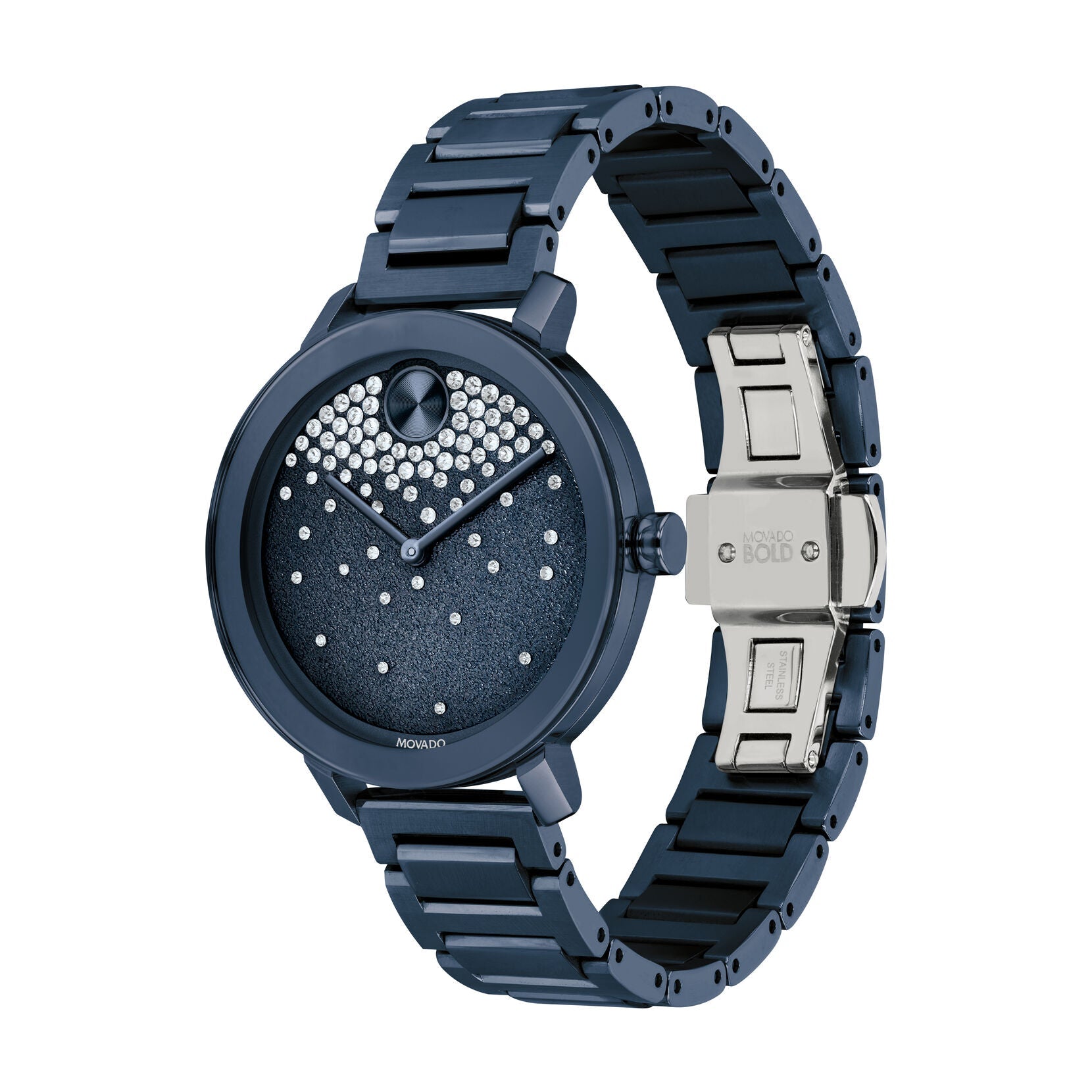 Movado Movado Bold Evolution Quartz Blue (Frosted Texture) (Waterfall Crystals) Dial Ladies Watch 3600706